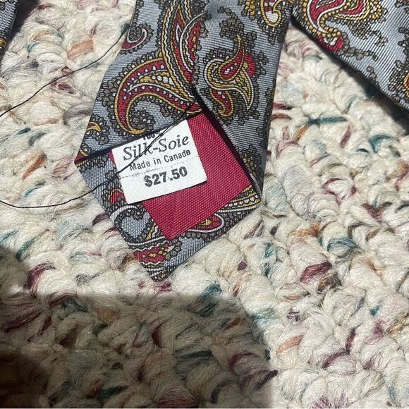 Oscar De La Renta Paisley Print Mens Silk Neck Tie - Picture 2 of 3